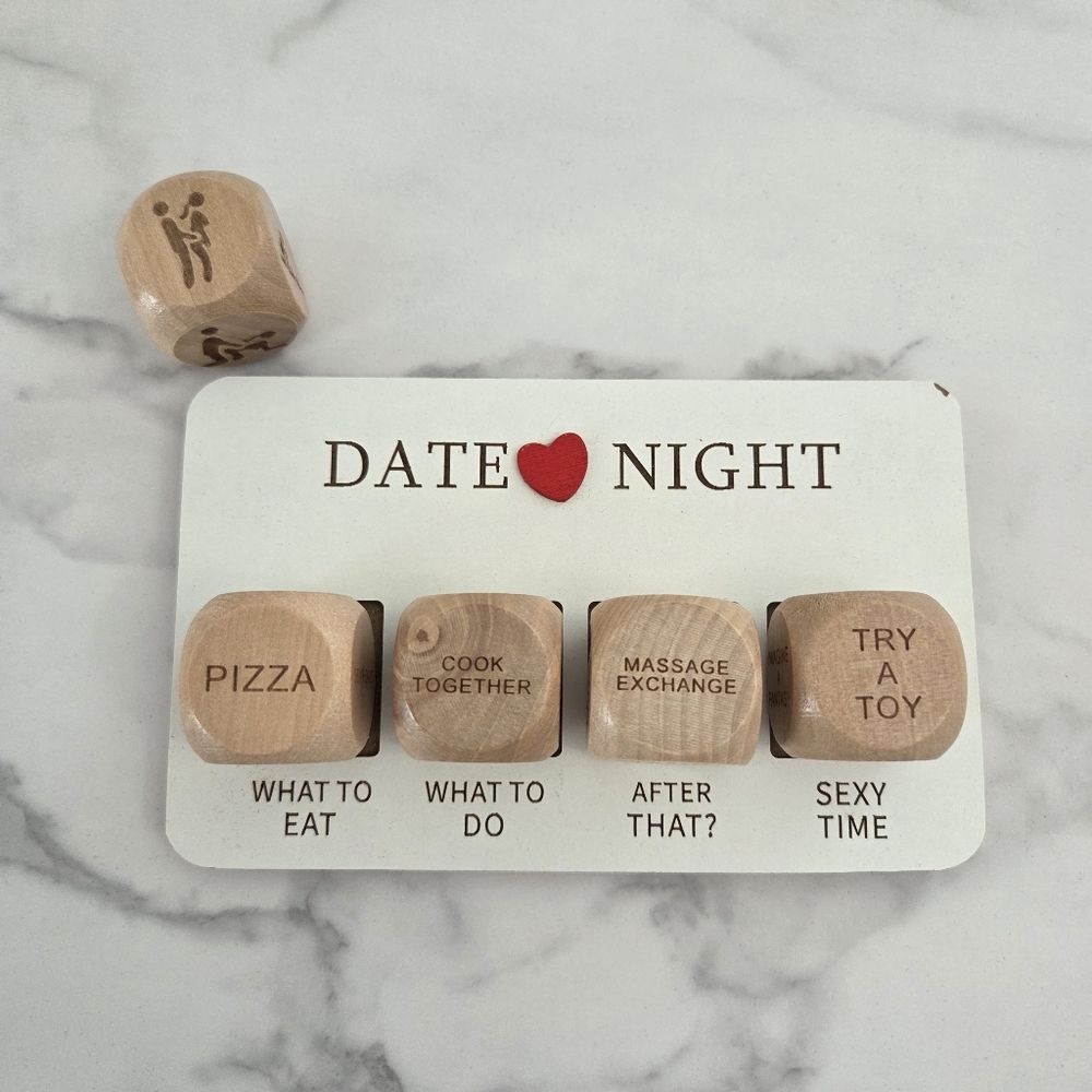 Couples Date Night Wooden Dice Game Romantic Gift Set - Picture 3 of 5